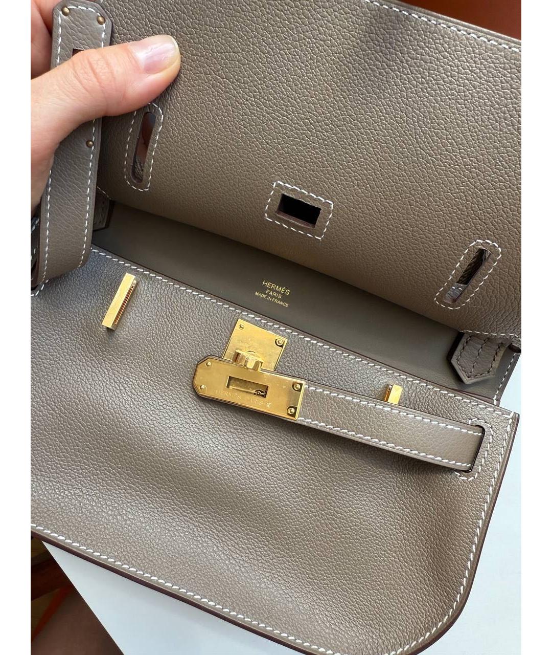 HERMES Антрацитовая кожаная сумка через плечо, фото 2