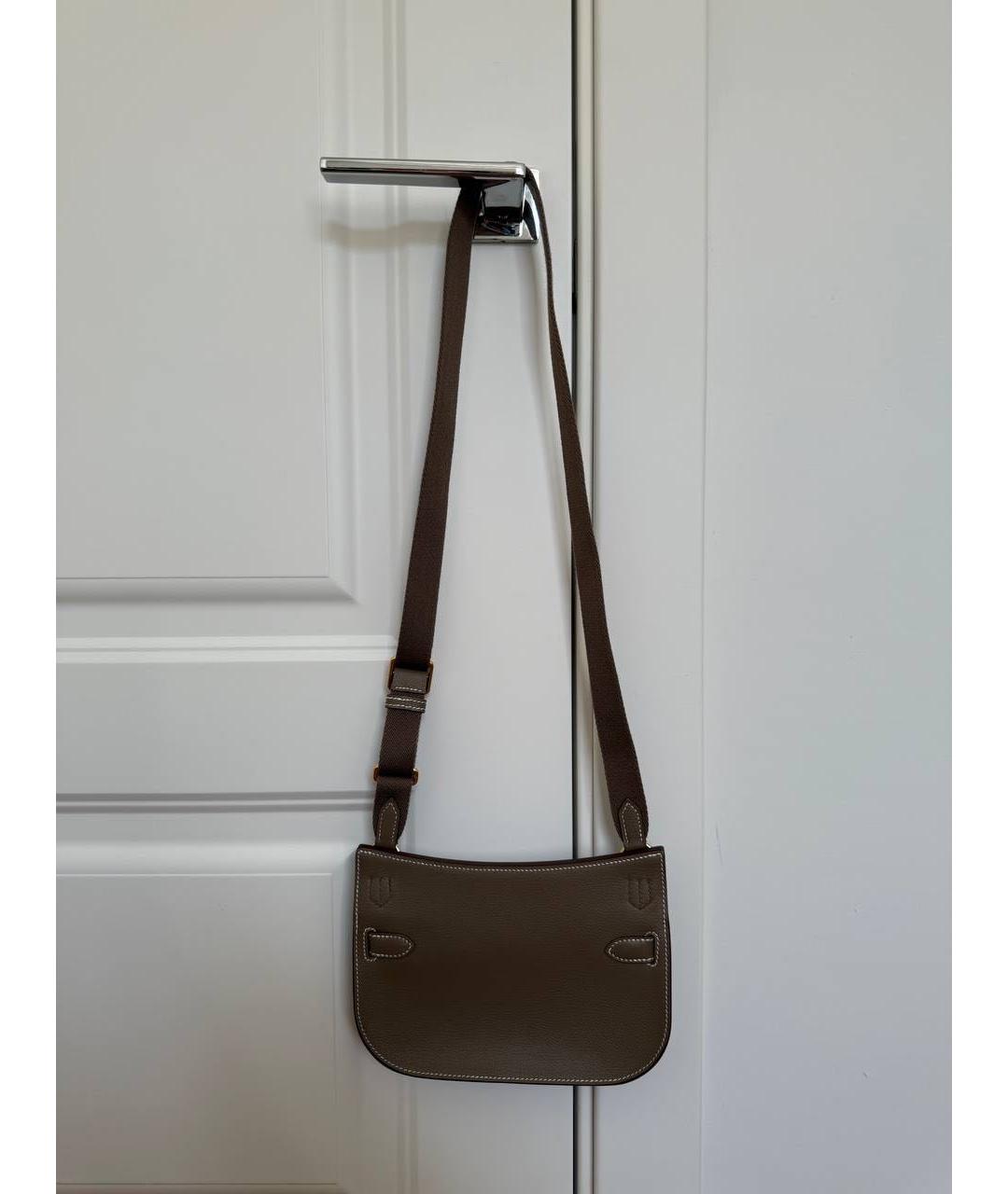 HERMES Антрацитовая кожаная сумка через плечо, фото 3