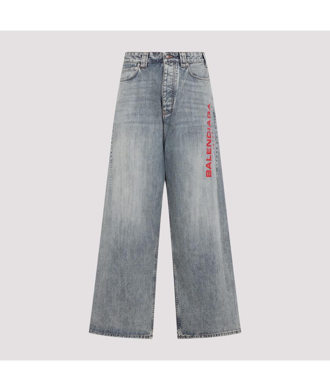 BALENCIAGA Голубые хлопковые прямые джинсы, фото 3