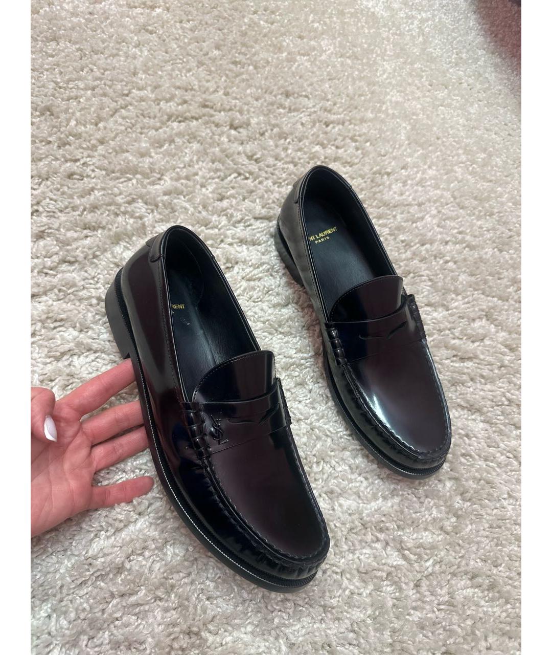 SAINT LAURENT Черные кожаные брогги и оксфорды, фото 2