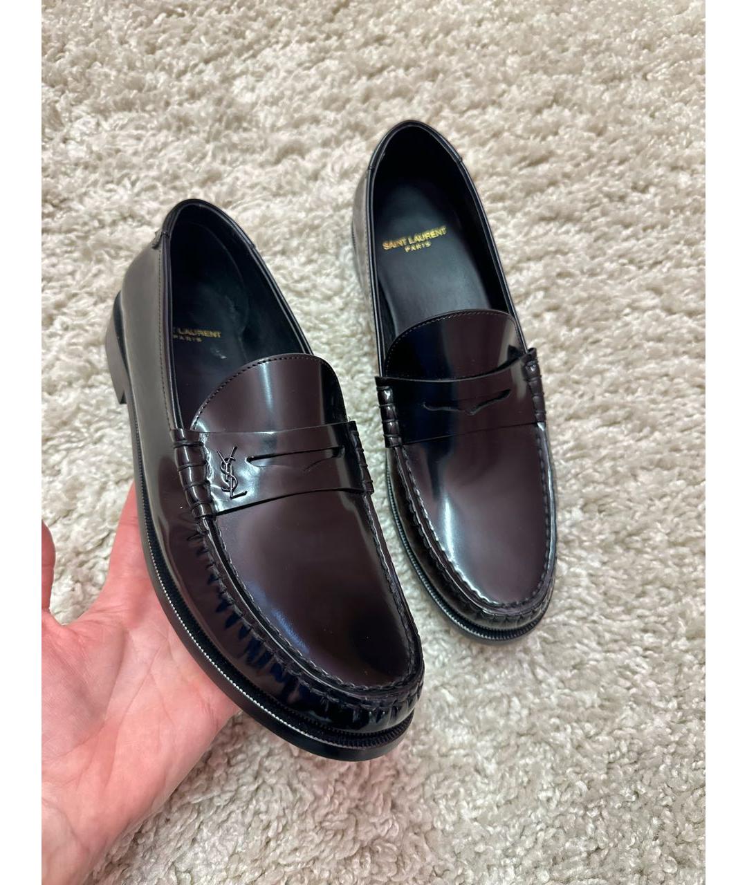 SAINT LAURENT Черные кожаные брогги и оксфорды, фото 4
