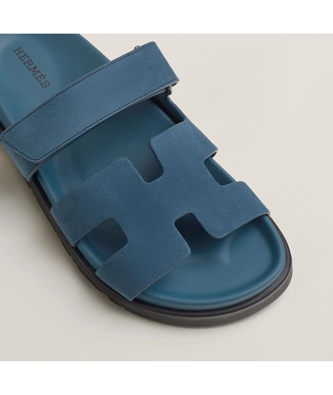 HERMES Синие замшевые шлепанцы, фото 5
