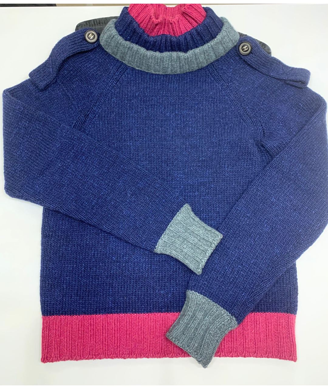 CHANEL PRE-OWNED Синий шерстяной джемпер / свитер, фото 5