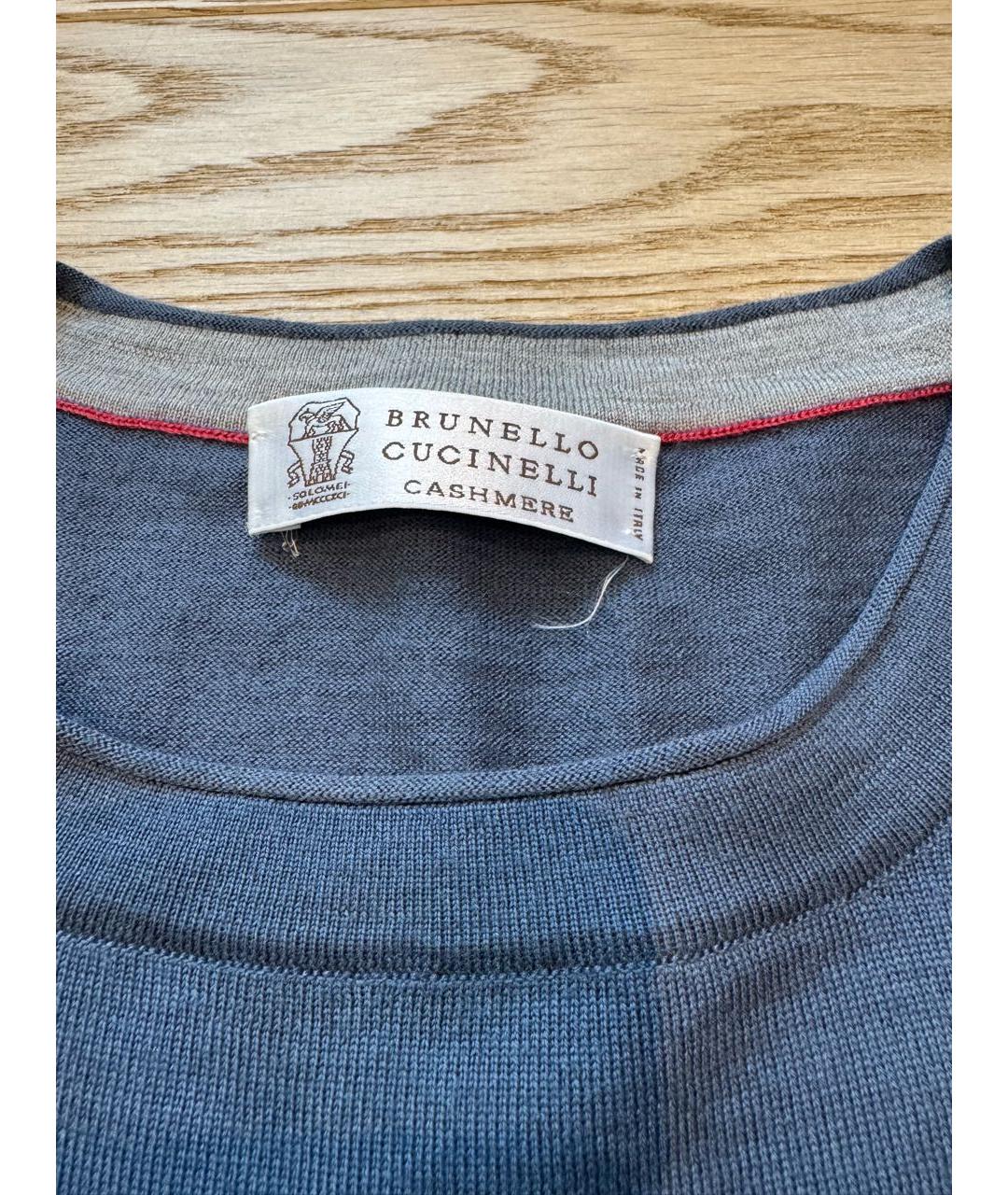 BRUNELLO CUCINELLI Темно-синий кашемировый джемпер / свитер, фото 3