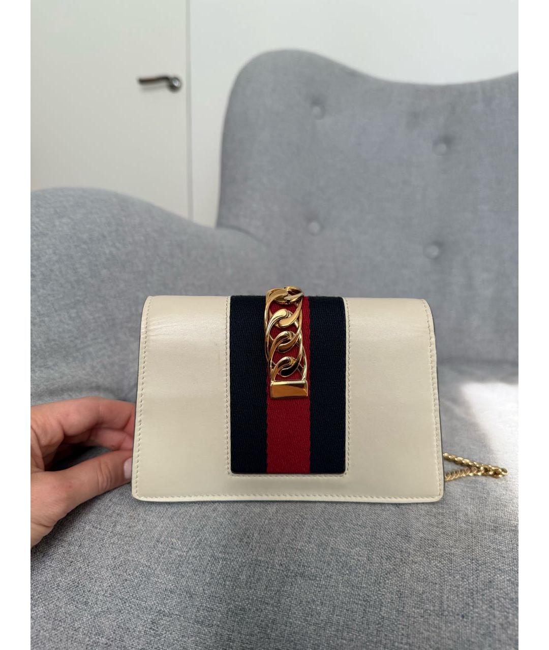 GUCCI Белая кожаная сумка через плечо, фото 3