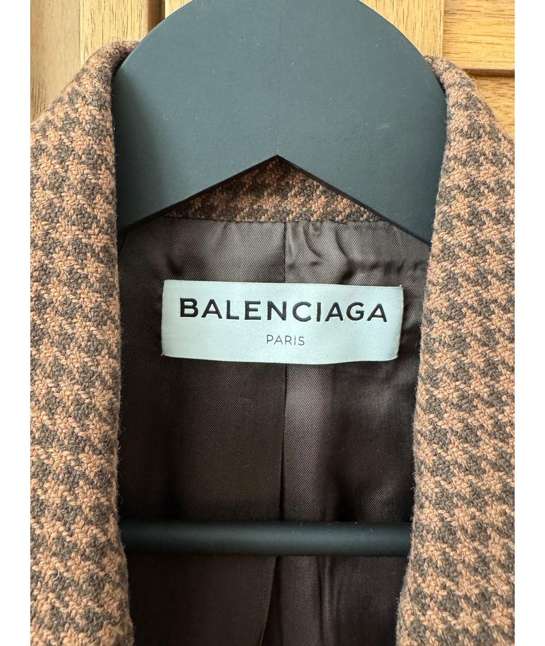 BALENCIAGA Коричневый шерстяной жакет/пиджак, фото 3