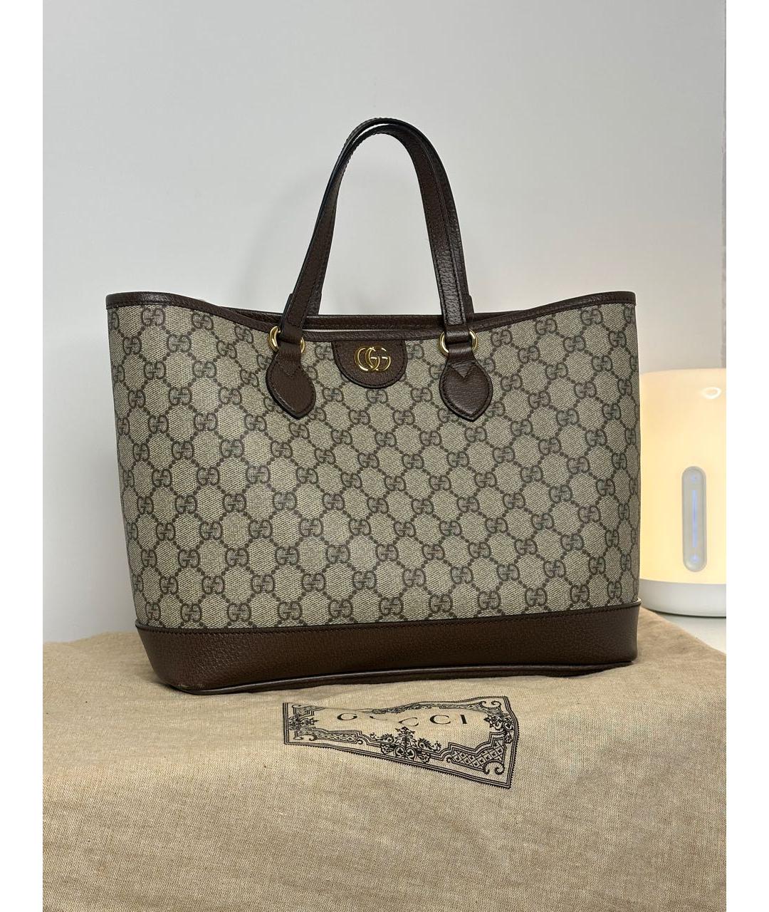 GUCCI Коричневая кожаная сумка тоут, фото 3