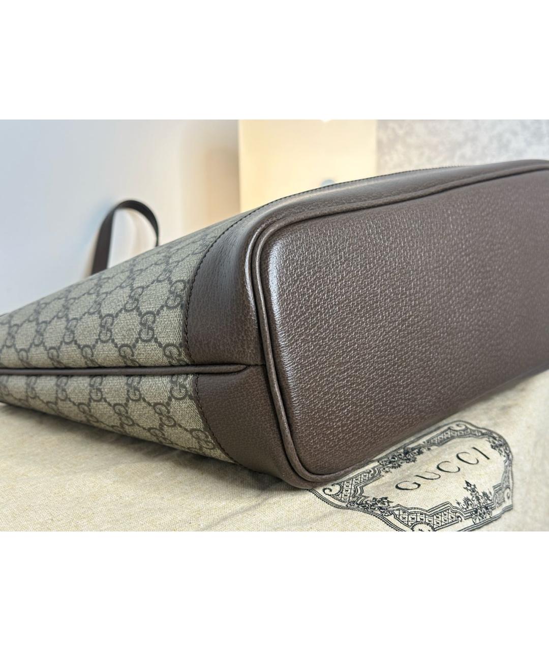 GUCCI Коричневая кожаная сумка тоут, фото 8