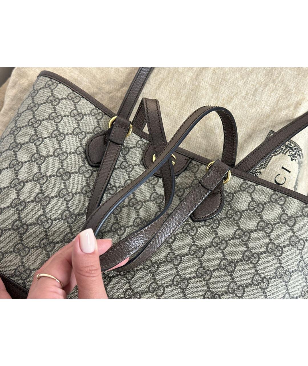 GUCCI Коричневая кожаная сумка тоут, фото 6