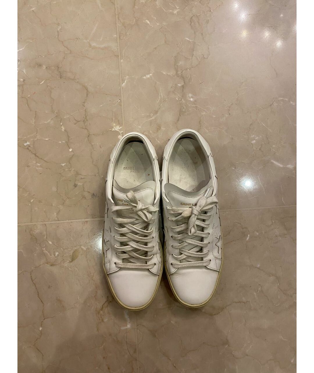 SAINT LAURENT Белые кожаные низкие кроссовки / кеды, фото 6