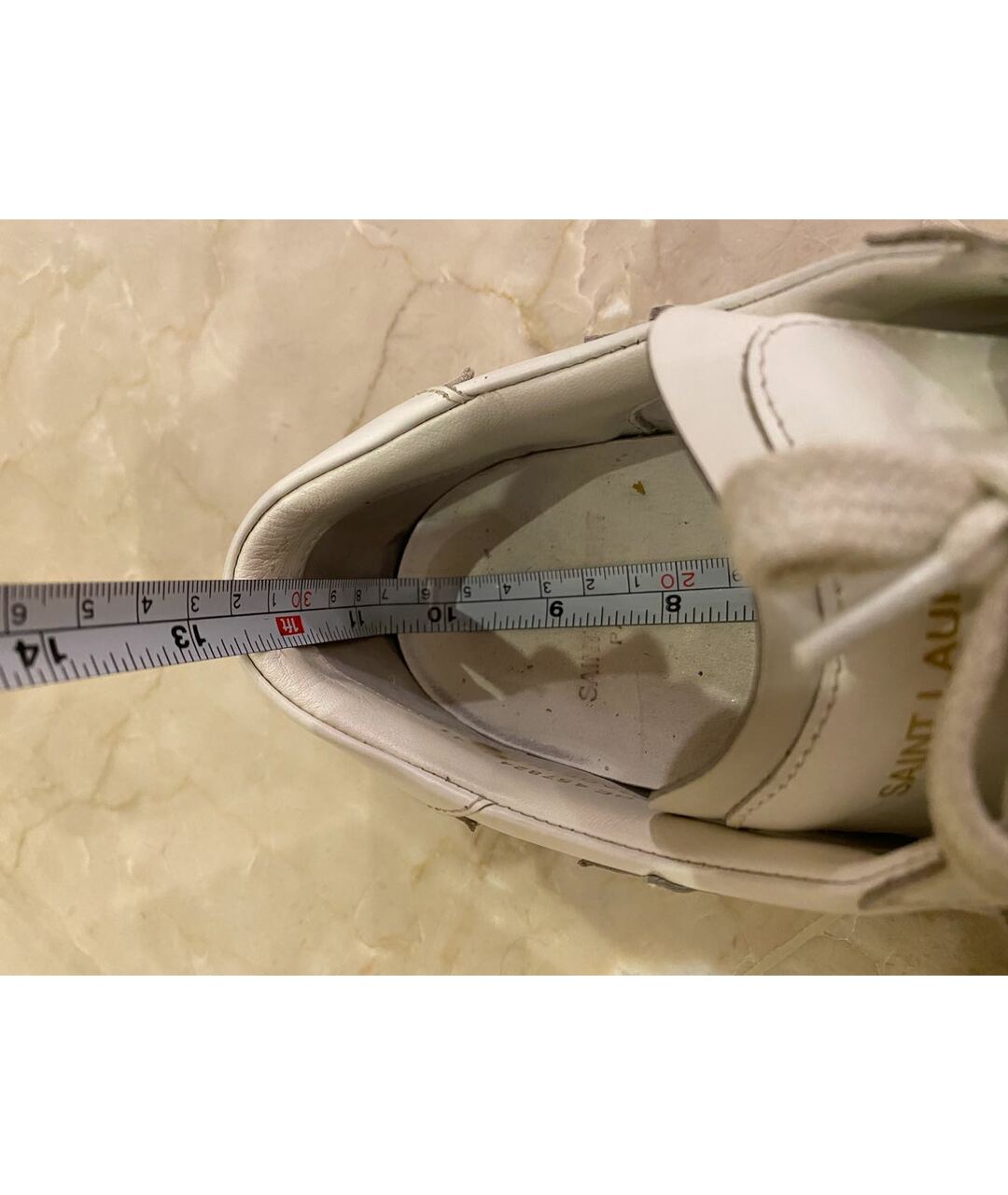 SAINT LAURENT Белые кожаные низкие кроссовки / кеды, фото 7
