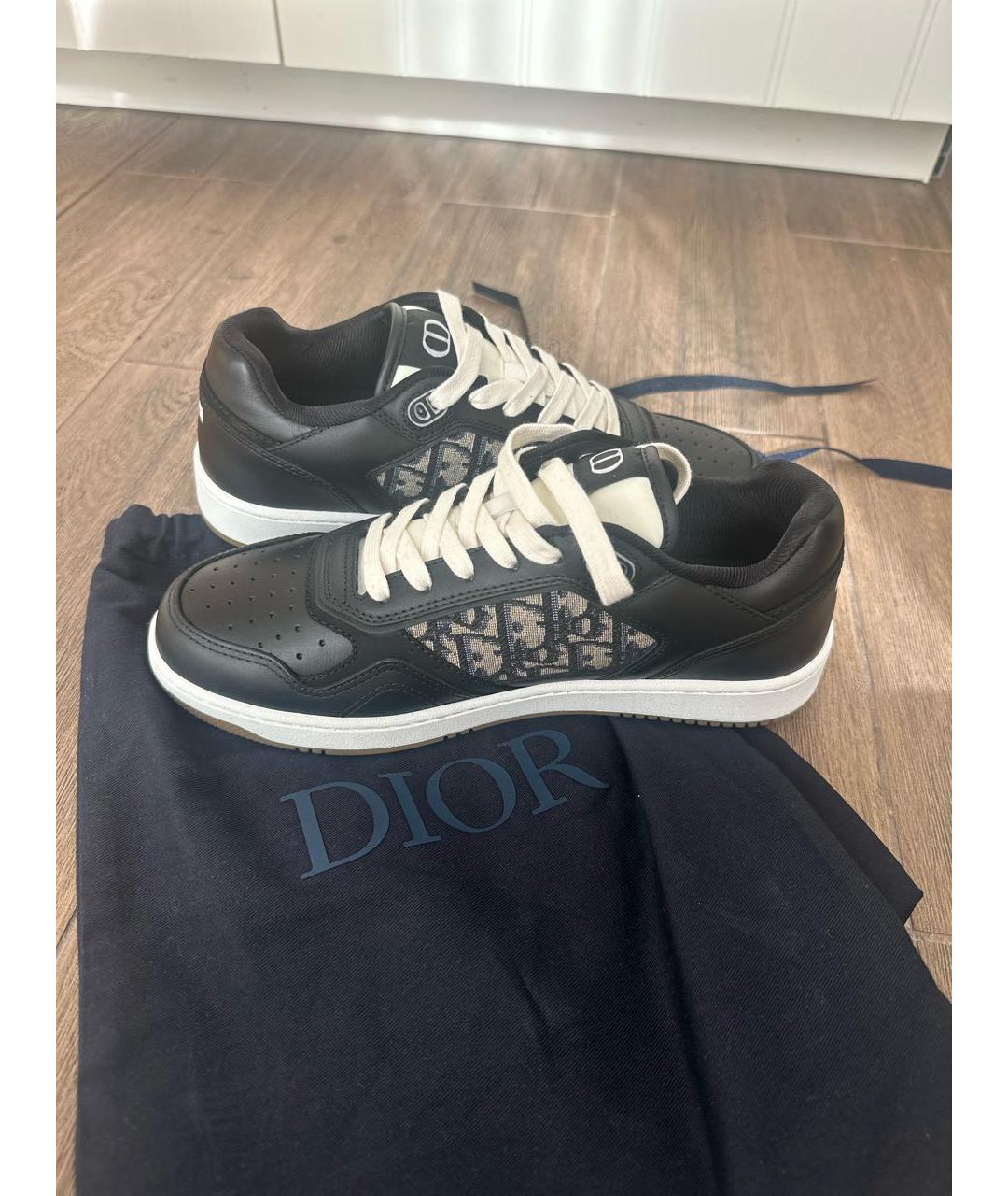 CHRISTIAN DIOR Черные кожаные низкие кроссовки / кеды, фото 8