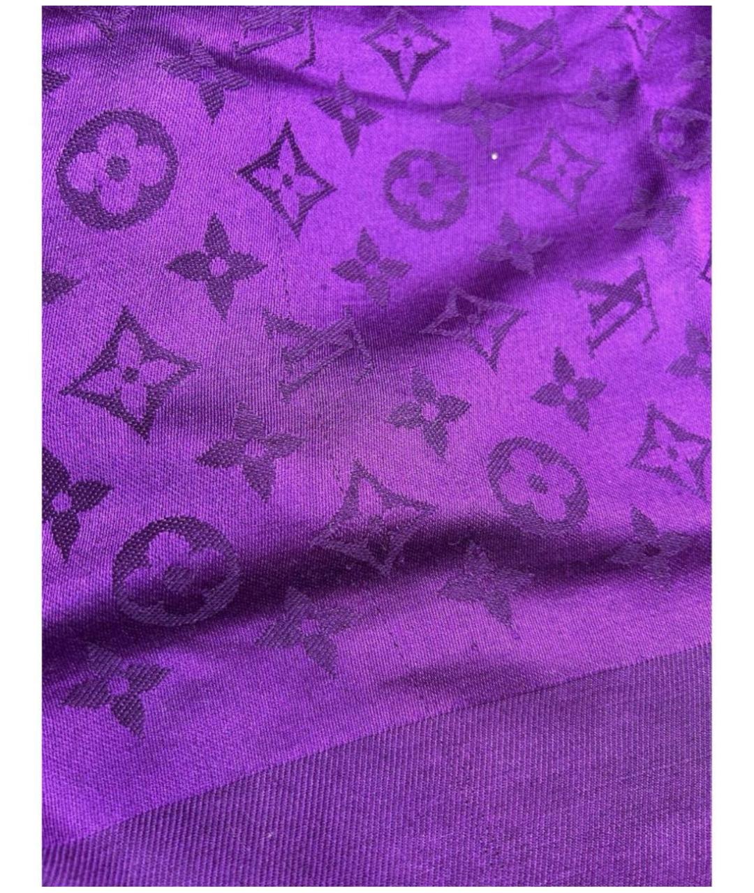 LOUIS VUITTON Фиолетовый шерстяной платок, фото 7
