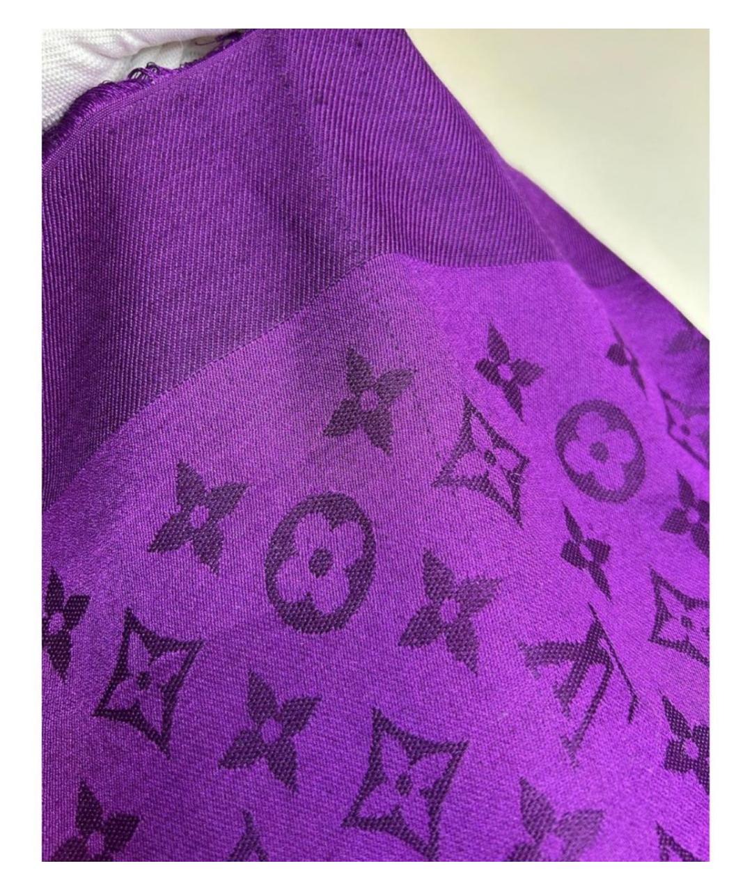 LOUIS VUITTON Фиолетовый шерстяной платок, фото 4