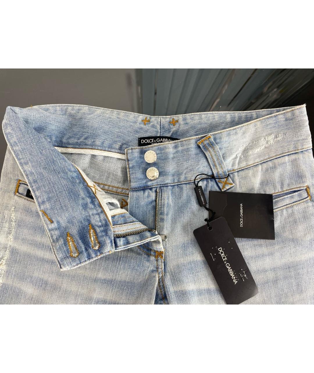 DOLCE&GABBANA Голубые хлопковые прямые джинсы, фото 3