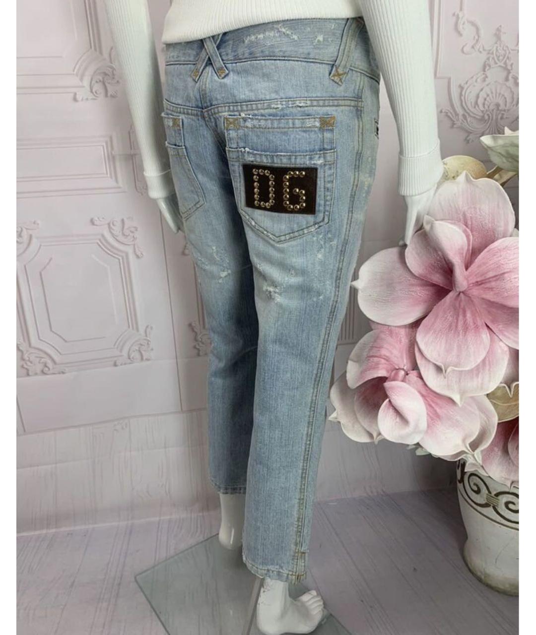 DOLCE&GABBANA Голубые хлопковые прямые джинсы, фото 2