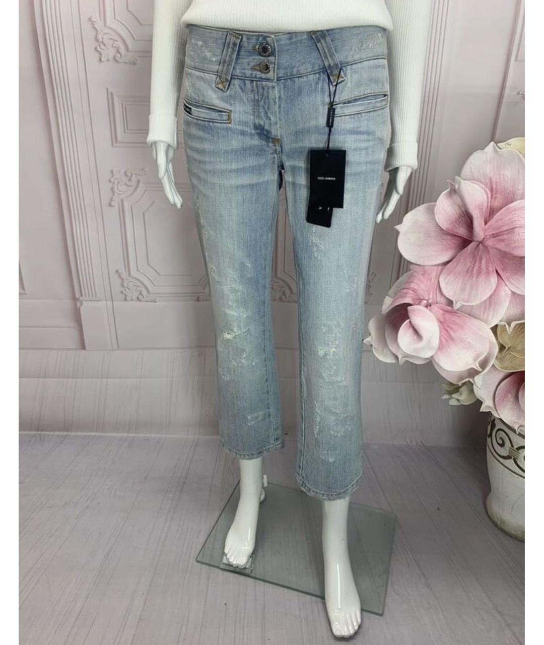 DOLCE&GABBANA Голубые хлопковые прямые джинсы, фото 6