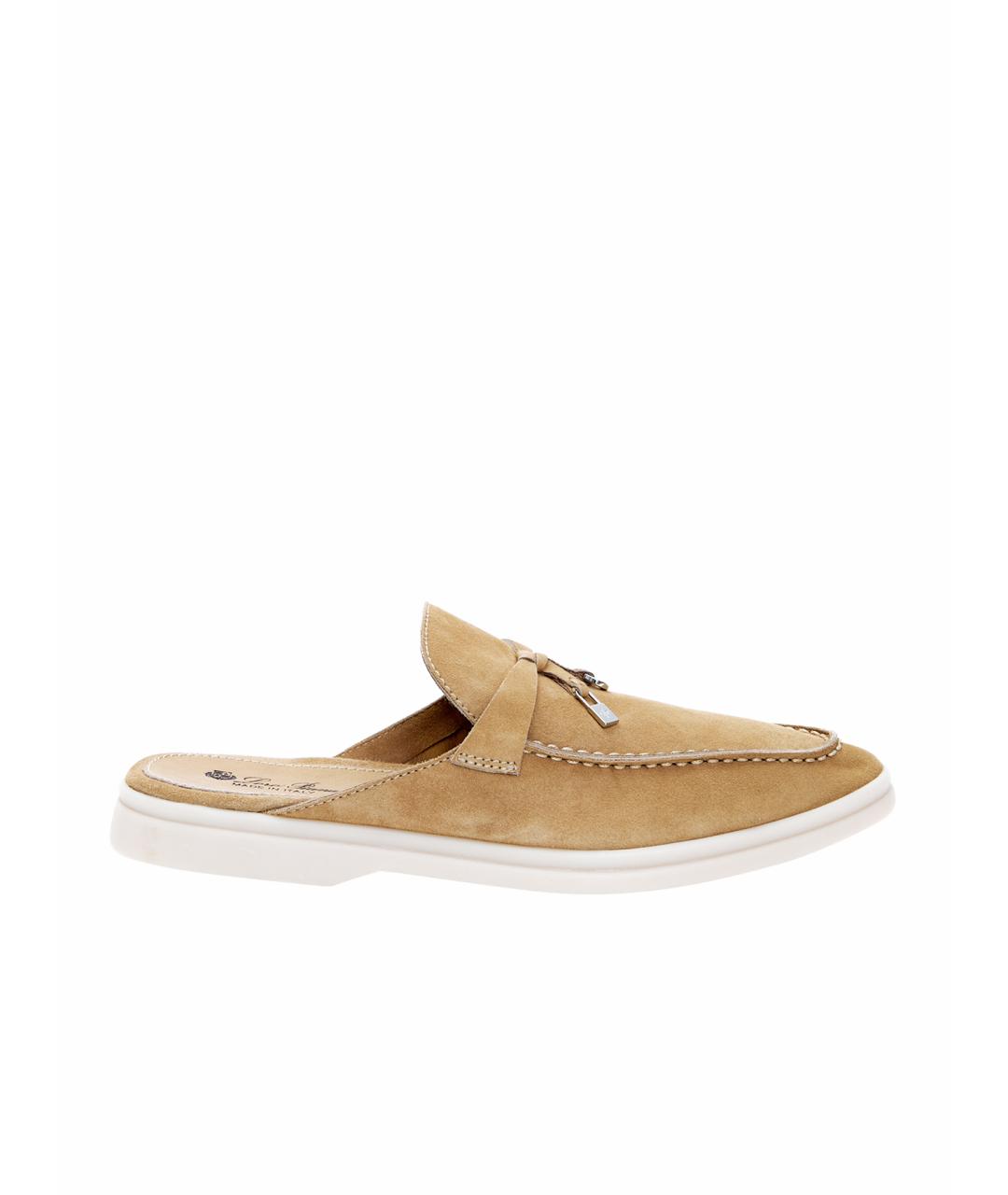 LORO PIANA Горчичные замшевые сабо, фото 1