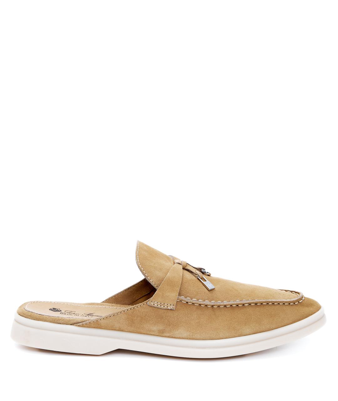 LORO PIANA Горчичные замшевые сабо, фото 9