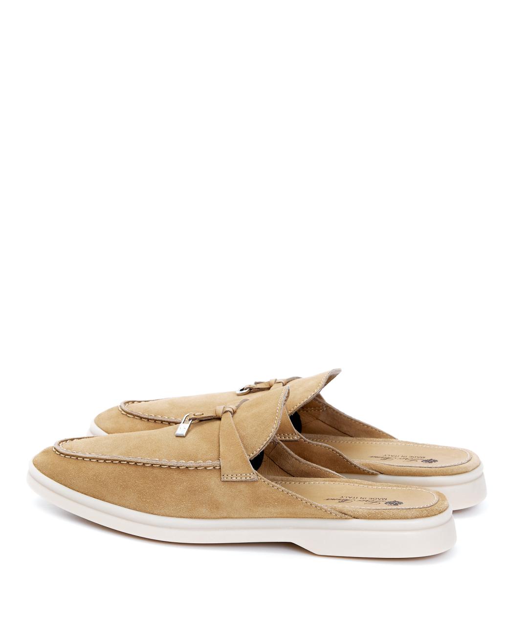 LORO PIANA Горчичные замшевые сабо, фото 3