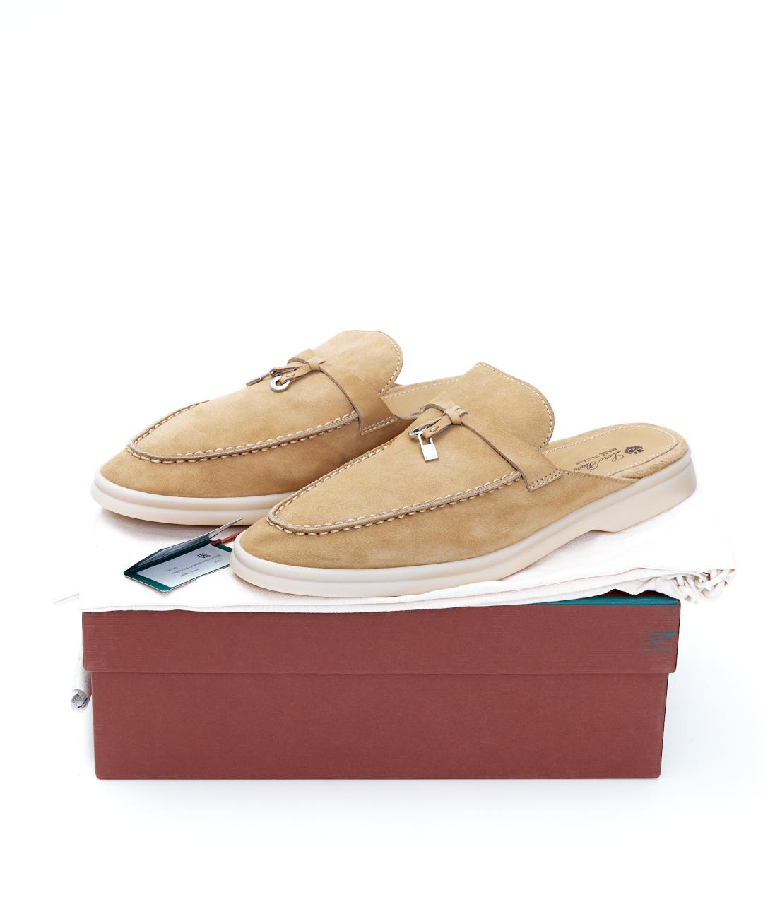 LORO PIANA Горчичные замшевые сабо, фото 8