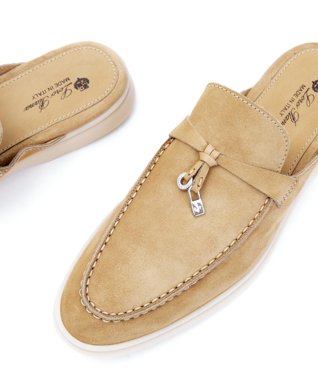 LORO PIANA Горчичные замшевые сабо, фото 5