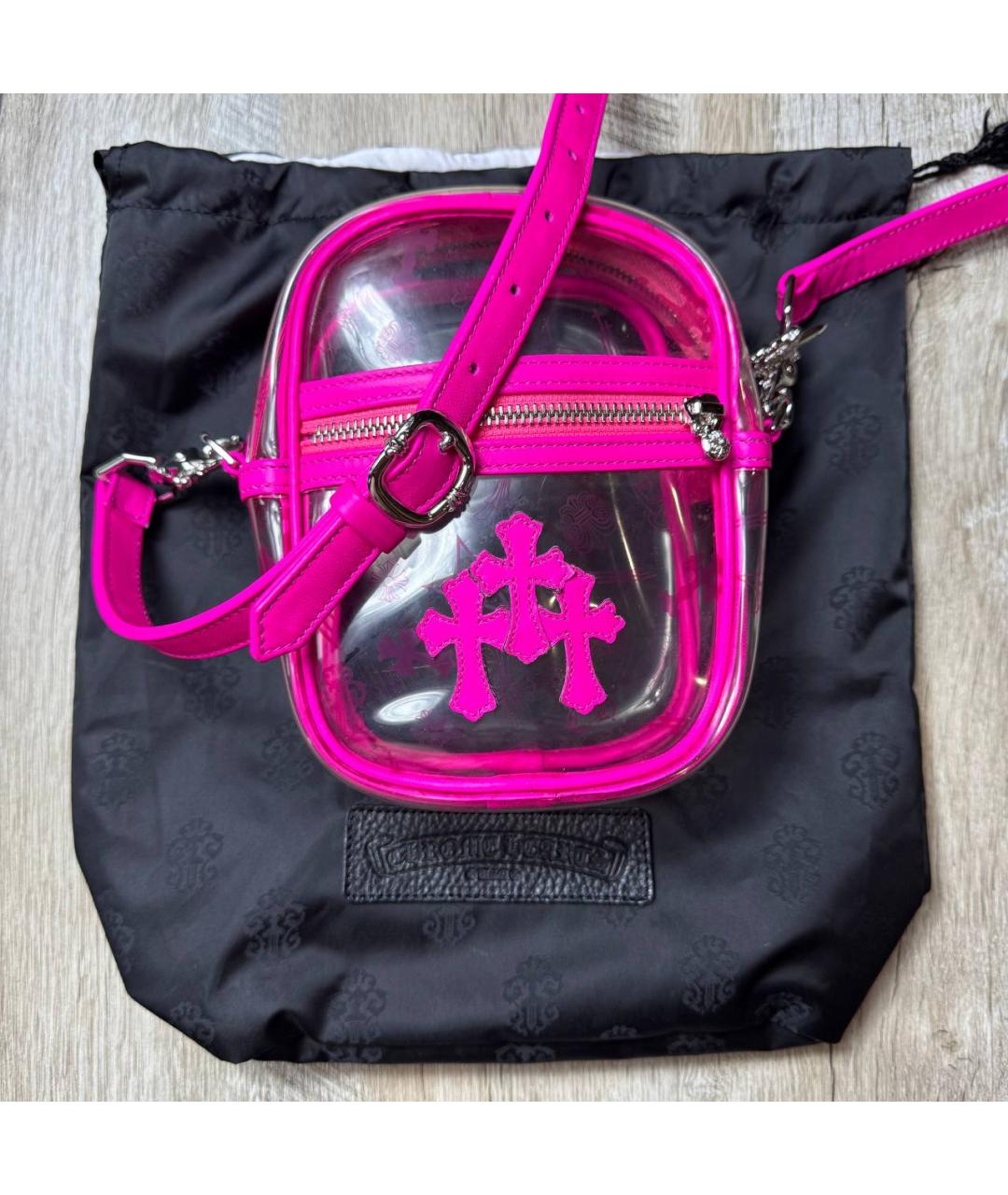 CHROME HEARTS Розовая кожаная сумка на плечо, фото 10