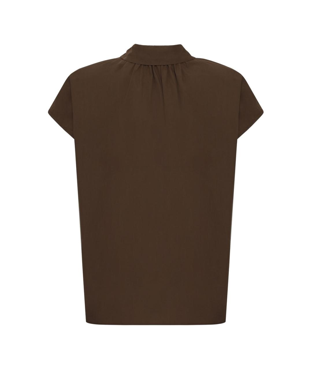 WEEKEND MAX MARA Коричневая хлопковая блузы, фото 2