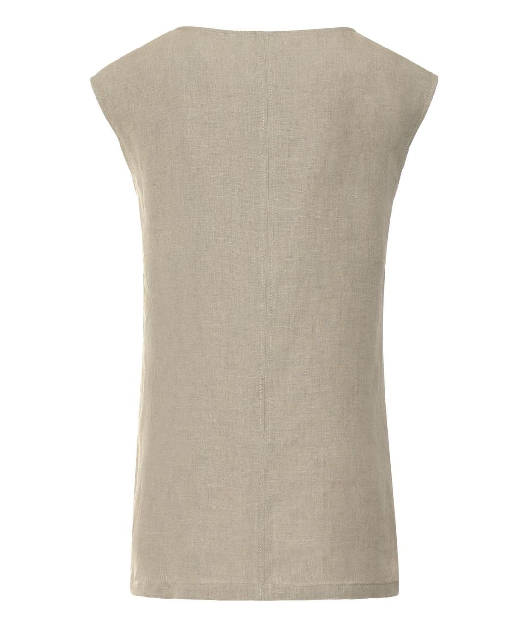 MAX MARA Бежевая льняная майка, фото 2