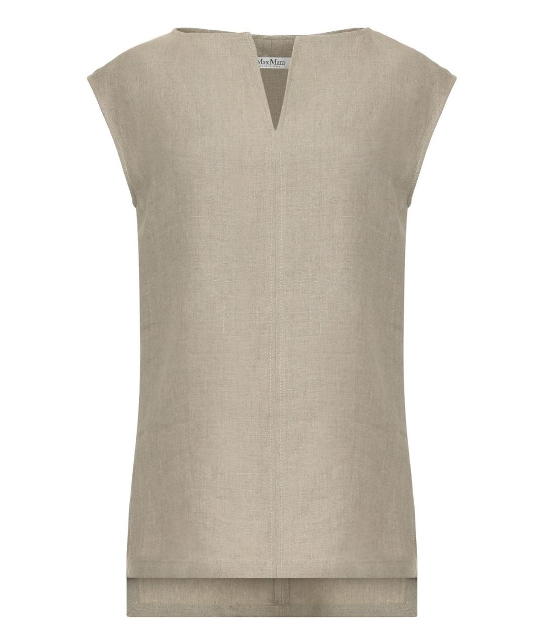 MAX MARA Бежевая льняная майка, фото 1