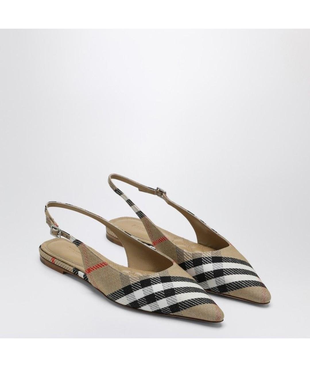 BURBERRY Бежевые текстильные балетки, фото 2