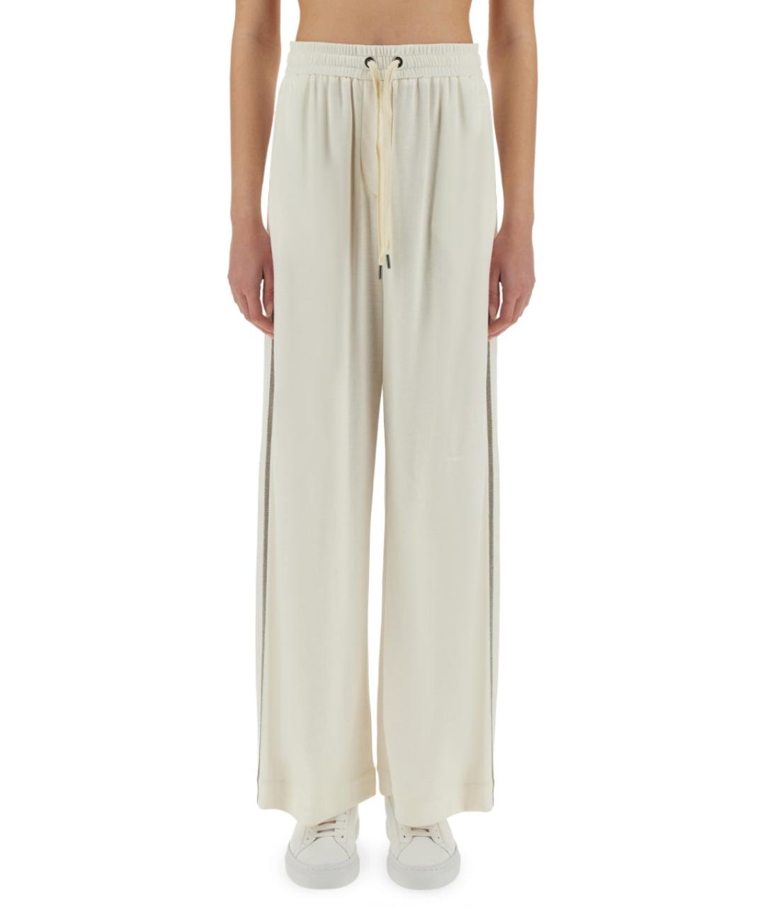 BRUNELLO CUCINELLI Белые хлопковые прямые брюки, фото 2