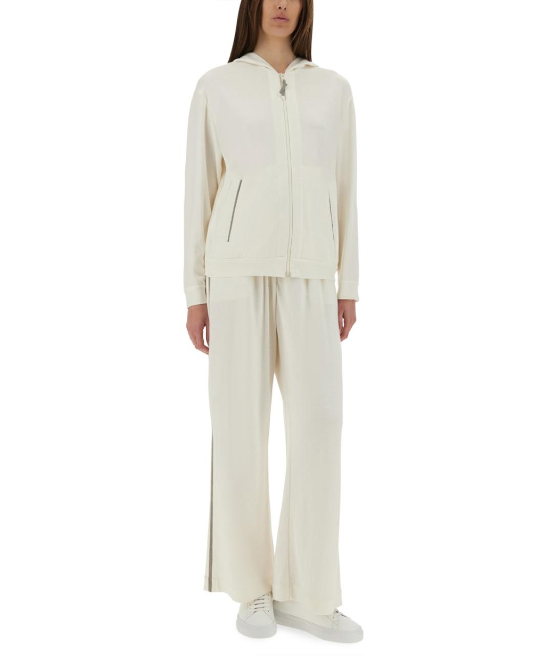 BRUNELLO CUCINELLI Белые хлопковые прямые брюки, фото 3