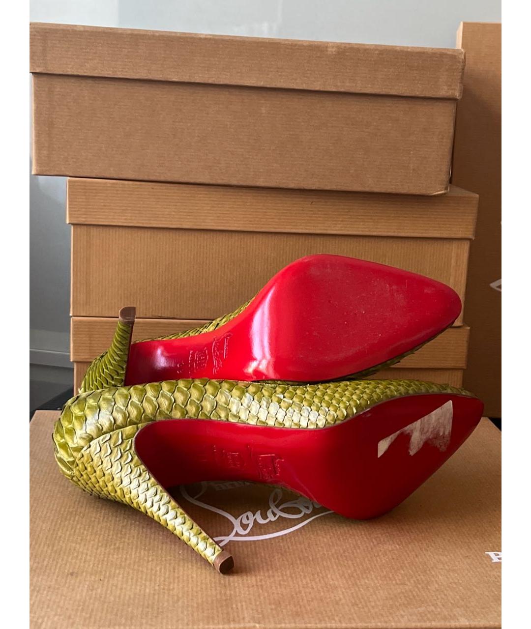 CHRISTIAN LOUBOUTIN Зеленые туфли из экзотической кожи, фото 7