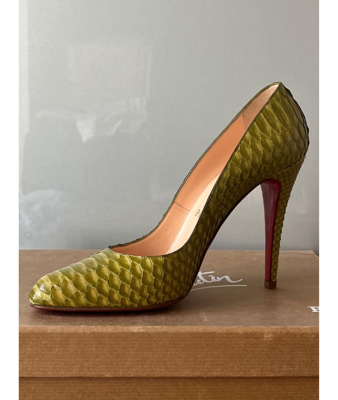 CHRISTIAN LOUBOUTIN Зеленые туфли из экзотической кожи, фото 9
