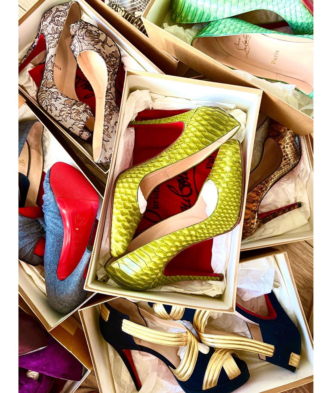 CHRISTIAN LOUBOUTIN Зеленые туфли из экзотической кожи, фото 8