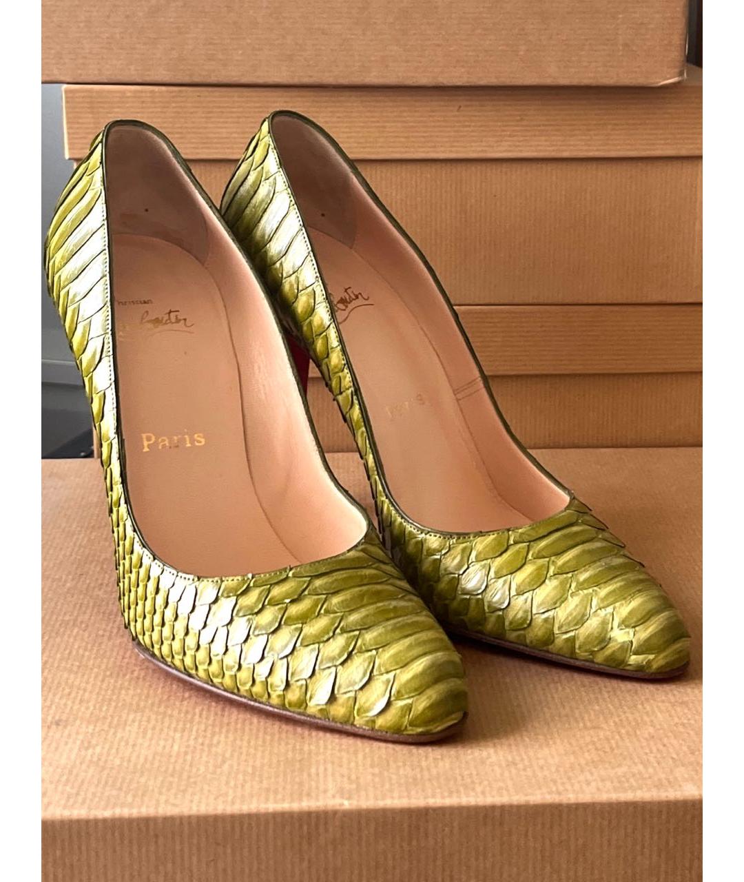 CHRISTIAN LOUBOUTIN Зеленые туфли из экзотической кожи, фото 3