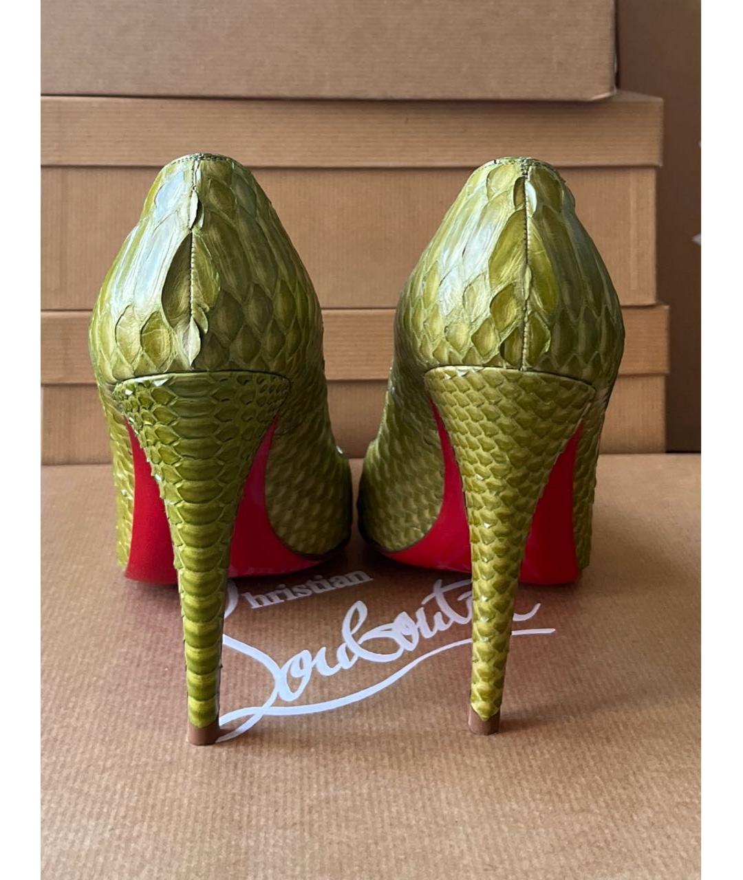 CHRISTIAN LOUBOUTIN Зеленые туфли из экзотической кожи, фото 4