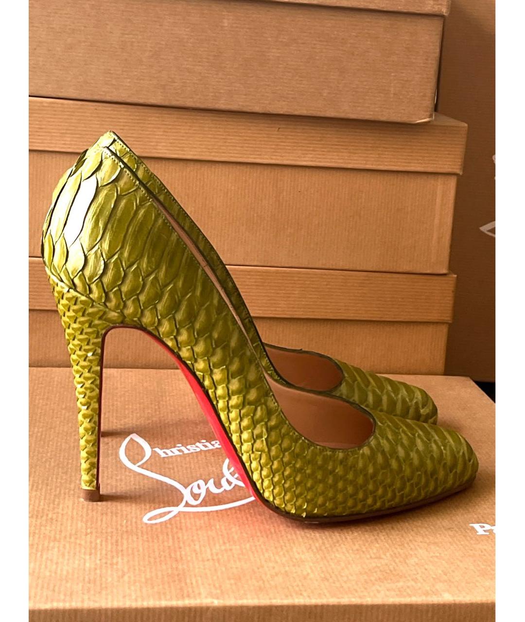CHRISTIAN LOUBOUTIN Зеленые туфли из экзотической кожи, фото 5