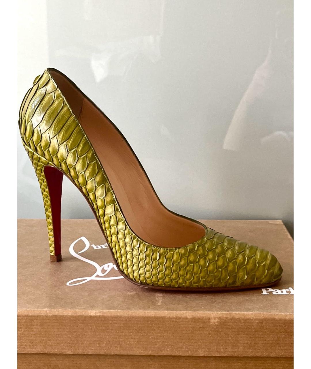 CHRISTIAN LOUBOUTIN Зеленые туфли из экзотической кожи, фото 2