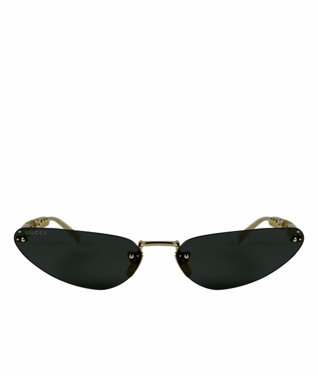GUCCI Золотые металлические солнцезащитные очки, фото 1