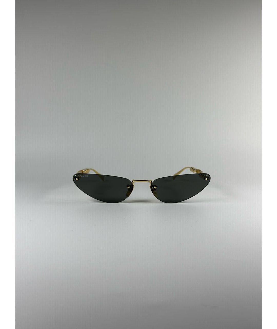GUCCI Золотые металлические солнцезащитные очки, фото 3