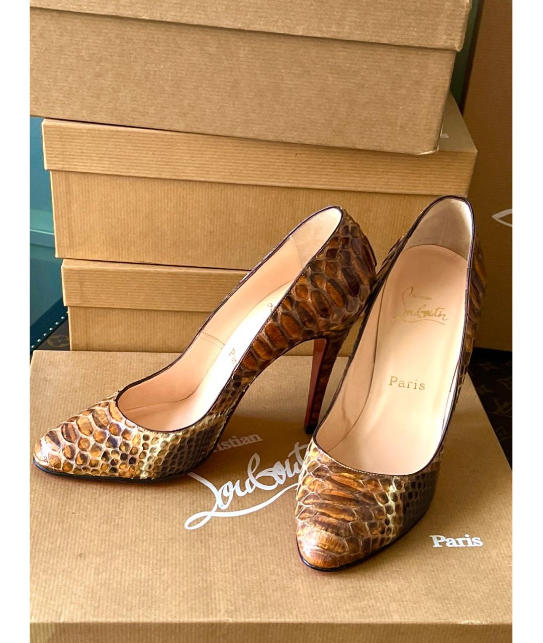 CHRISTIAN LOUBOUTIN Коричневые туфли из экзотической кожи, фото 7