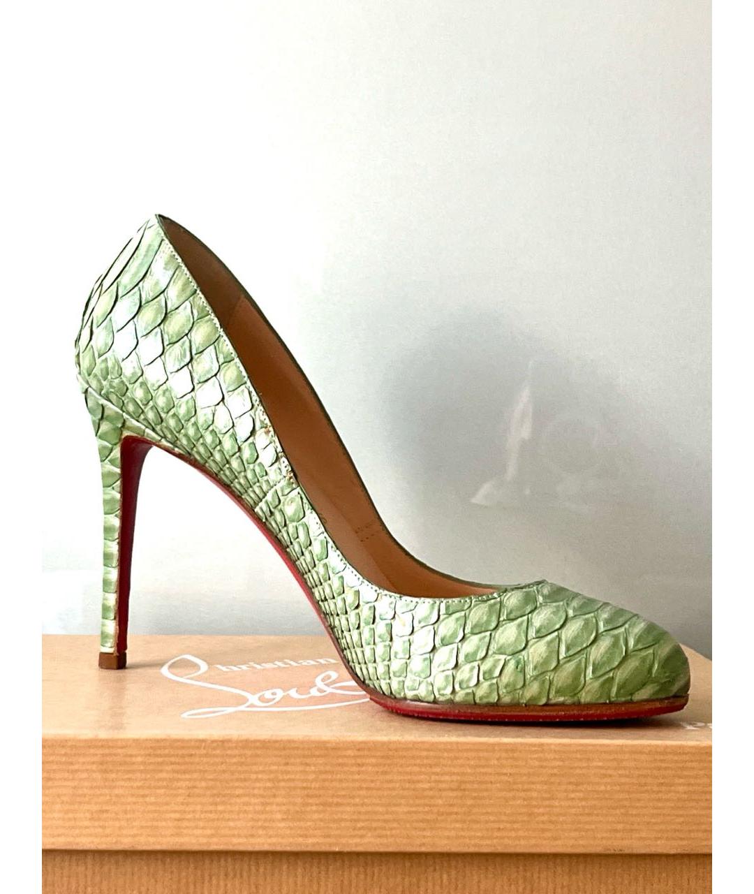 CHRISTIAN LOUBOUTIN Зеленые туфли из экзотической кожи, фото 2