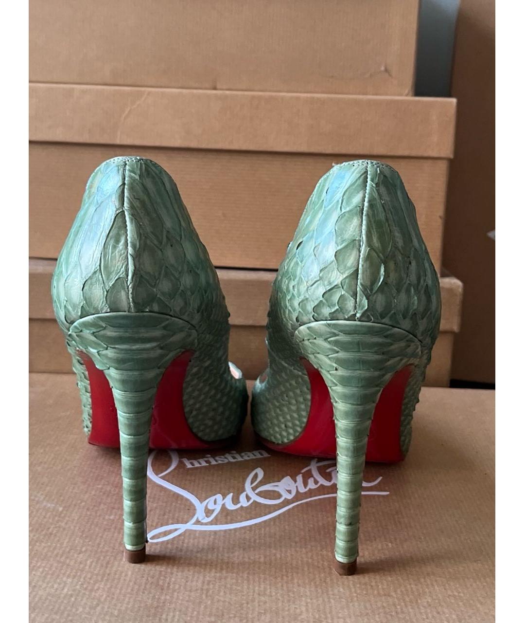 CHRISTIAN LOUBOUTIN Зеленые туфли из экзотической кожи, фото 6