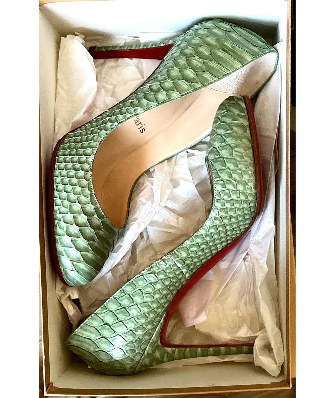 CHRISTIAN LOUBOUTIN Зеленые туфли из экзотической кожи, фото 9