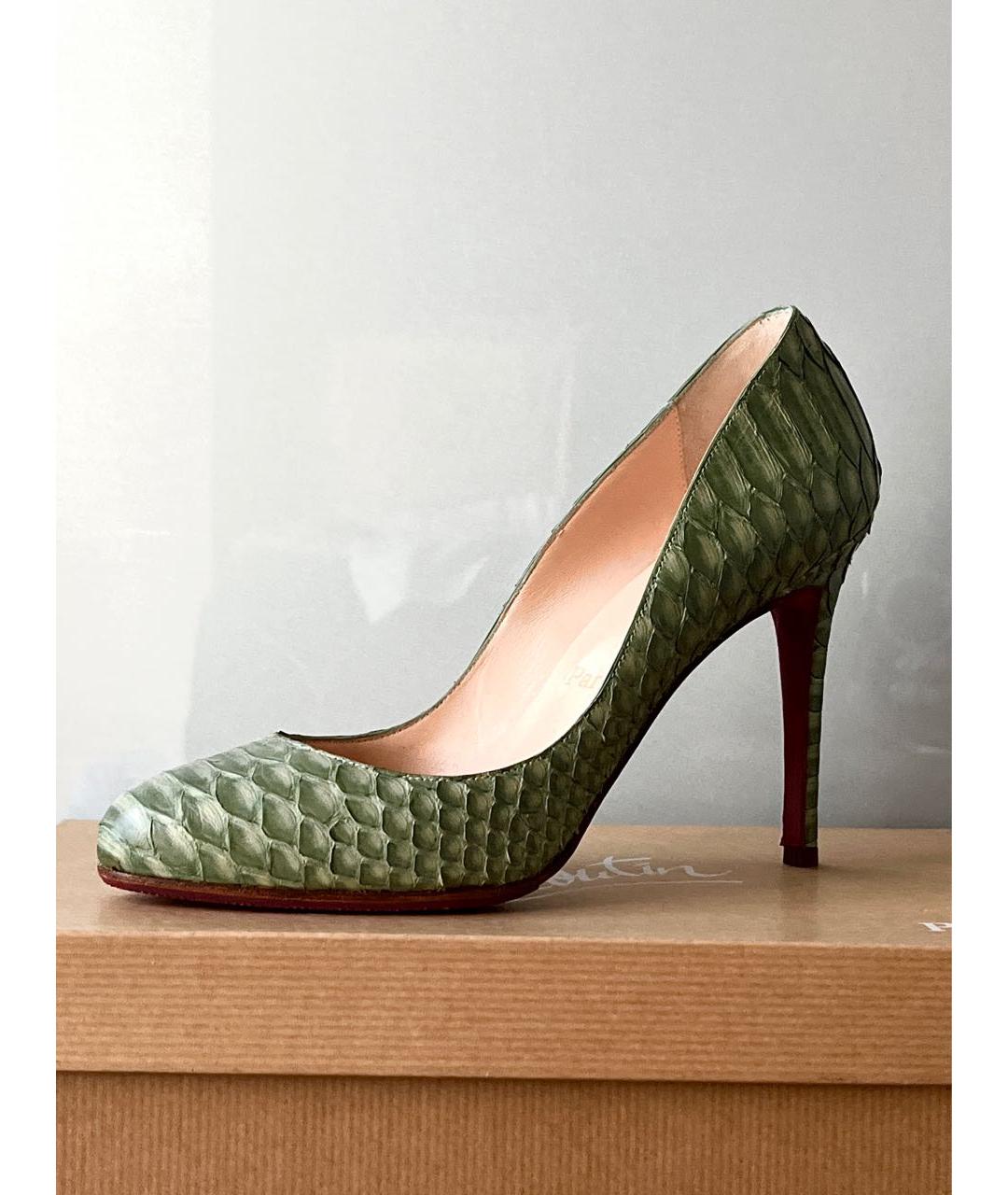 CHRISTIAN LOUBOUTIN Зеленые туфли из экзотической кожи, фото 3