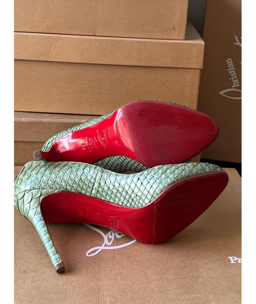 CHRISTIAN LOUBOUTIN Зеленые туфли из экзотической кожи, фото 8