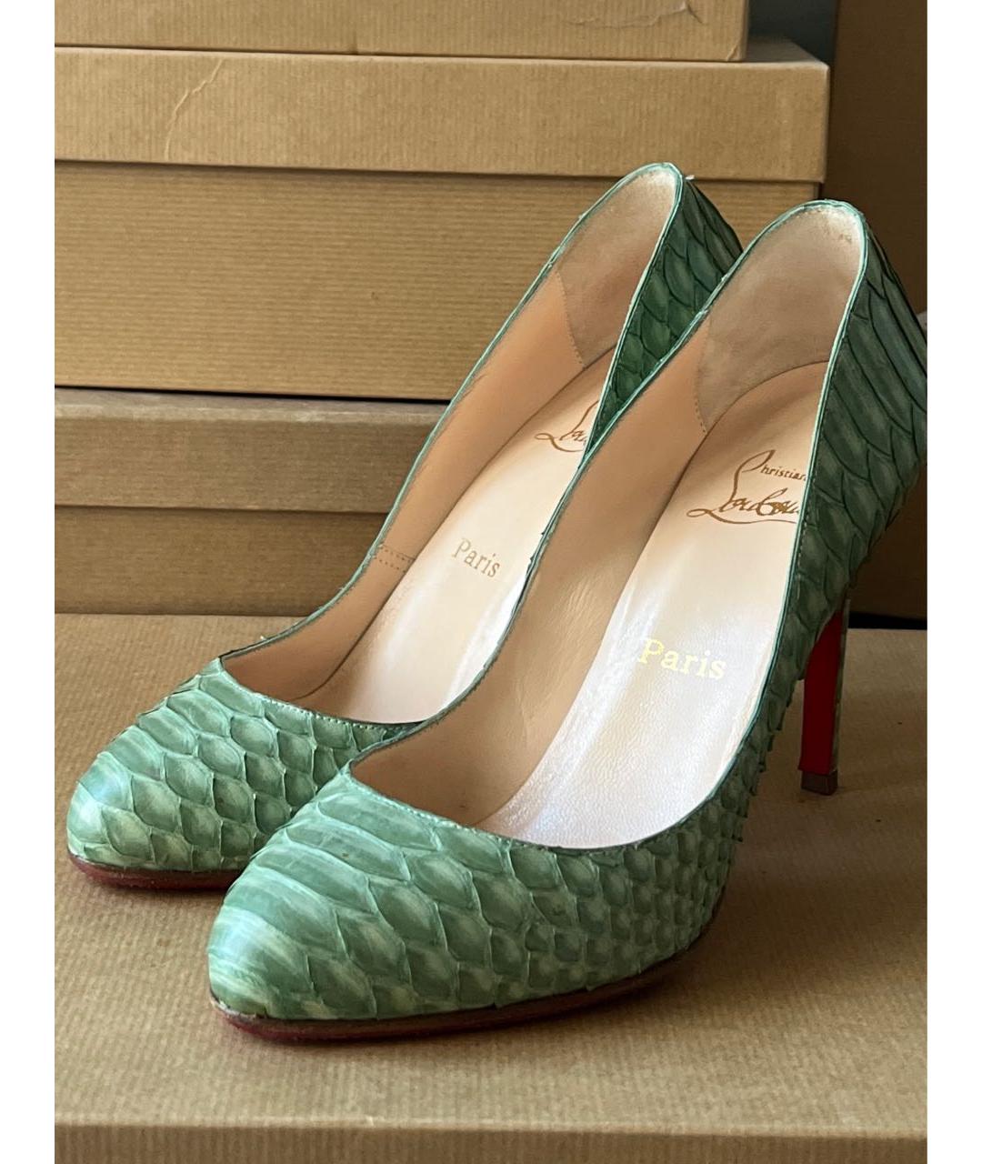 CHRISTIAN LOUBOUTIN Зеленые туфли из экзотической кожи, фото 4