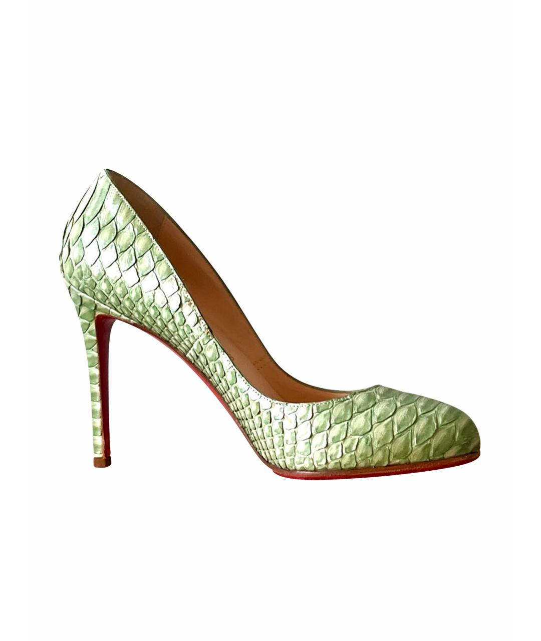 CHRISTIAN LOUBOUTIN Зеленые туфли из экзотической кожи, фото 1